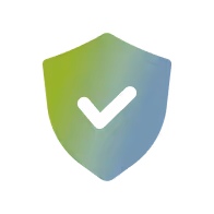 Shield icon with a checkmark symbolizing protection and integrity.