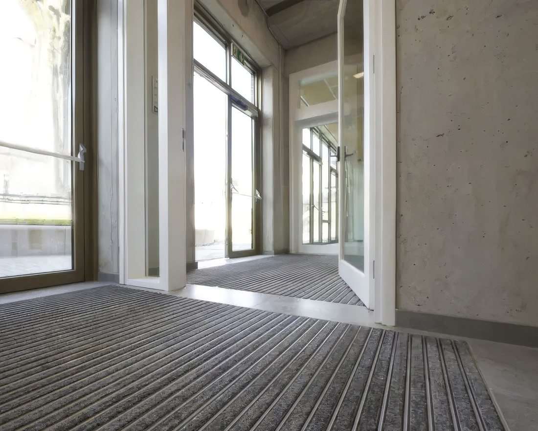 Entrance with cleaning boosters