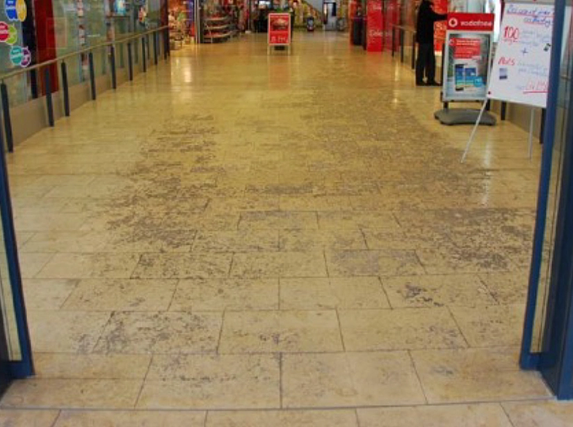 Common entrance problem — dirt tracked into the lobby