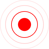 Red bullseye target with a solid red center and three concentric red rings on a black background.