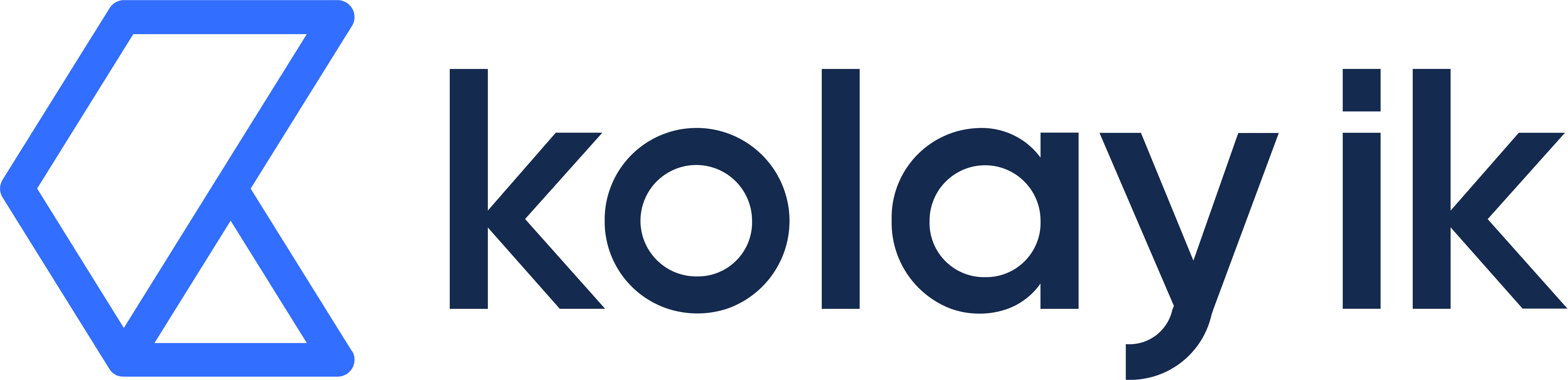 Kolay İK markasının mavi ve koyu lacivert renkli logosu.