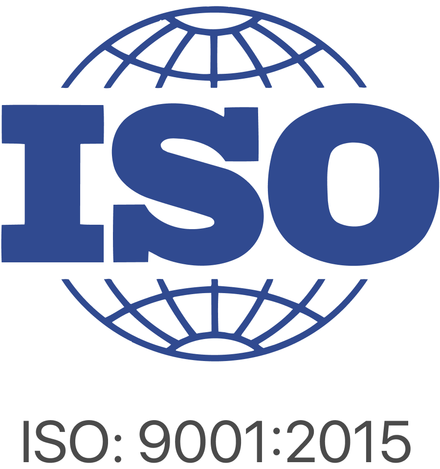 ISO logosu ve altında ISO 9001:2015 yazısı.
