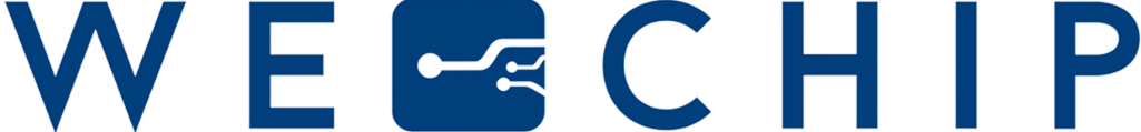 WE CHIP markası logosu, ortada devre deseni bulunan bir yonga simgesi içeriyor.