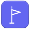 White flag icon on a rounded square purple background.