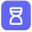White network or nodes icon centered on a rounded blue square background.