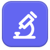 White sine wave icon on a rounded blue square background.
