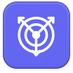 White stopwatch icon on a rounded blue square background.