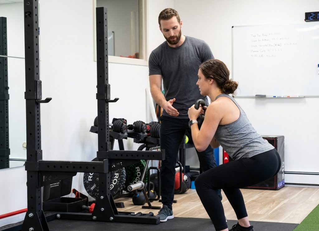 Patient working with a provider at a performance physical therapy clinic in Hackensack