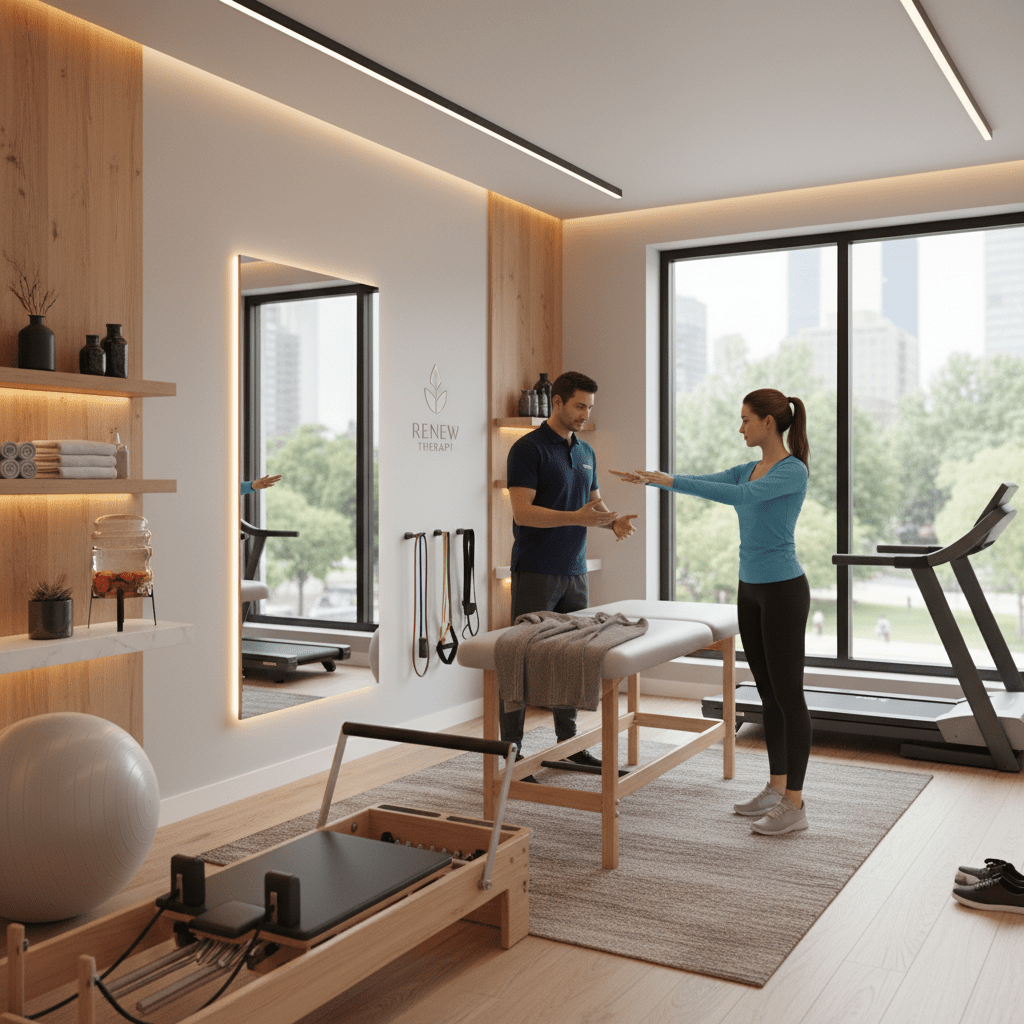 Modern Ethos Physical Therapy clinic treatment room in Hackensack featuring professional equipment for back pain and joint pain rehabilitation