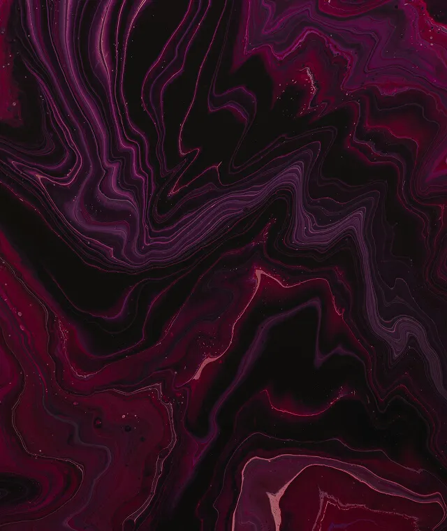 Abstract marbled pattern with swirling dark purple and red hues on a black background.