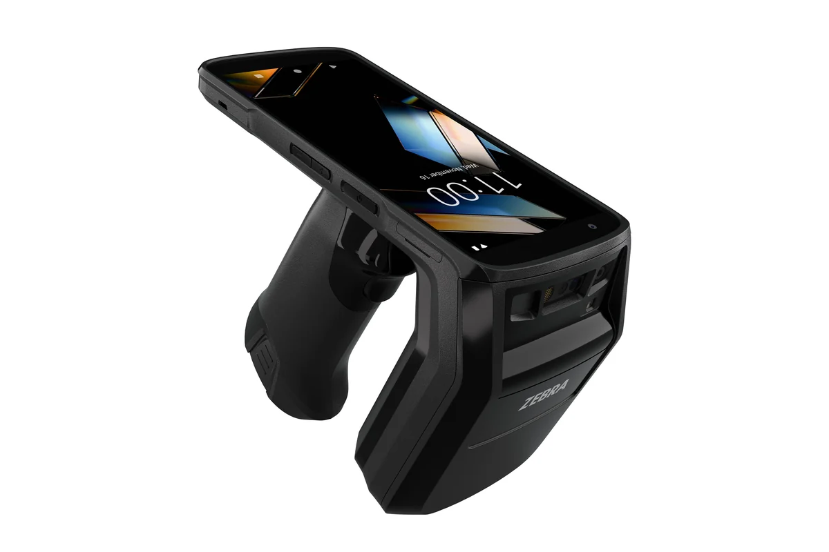Zebra TC22R integrated handheld RFID reader, front right three-quarter view
