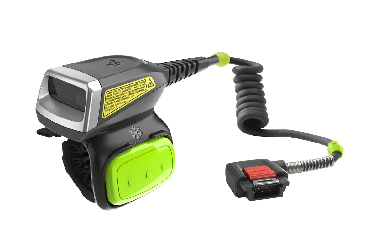 Zebra RS5000 corded ring scanner with freezer trigger, left facing