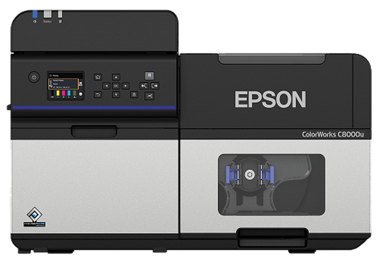 Epson ColorWorks C8000 colour label printer, front view