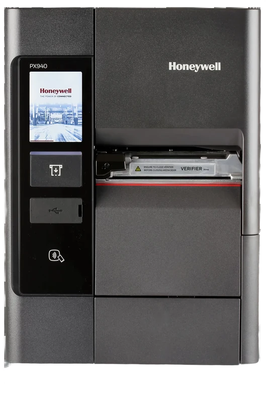 Honeywell PX940 industrial label printer with an inline barcode verifier