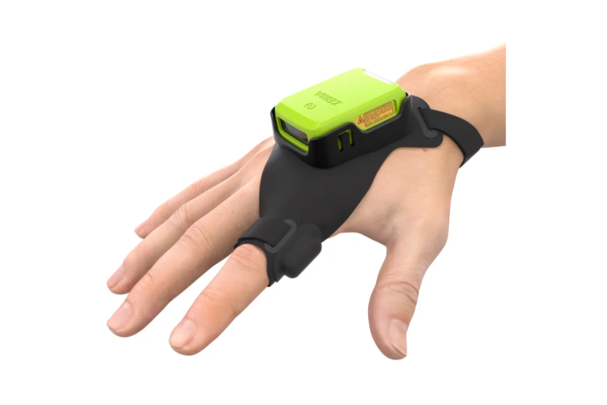 Zebra RS2100 Wearable Scanner, a back of hand wearable scanner for hands free picking