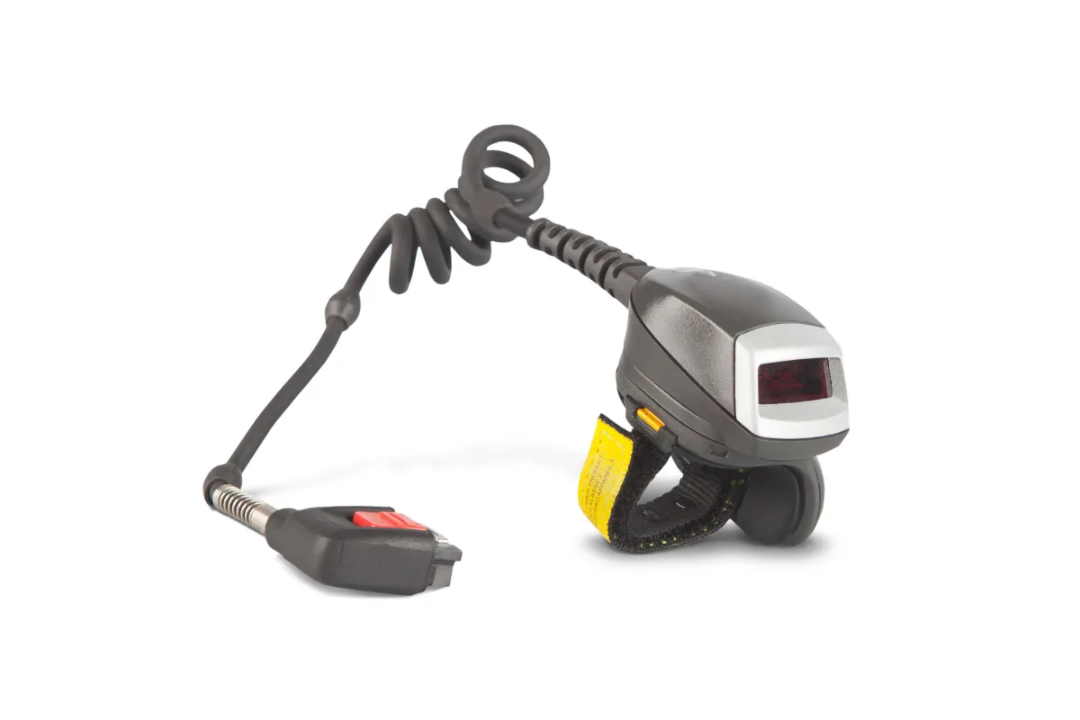 Zebra RS4000 Corded Ring Scanner, a finger worn corded ring scanner for hands free order picking