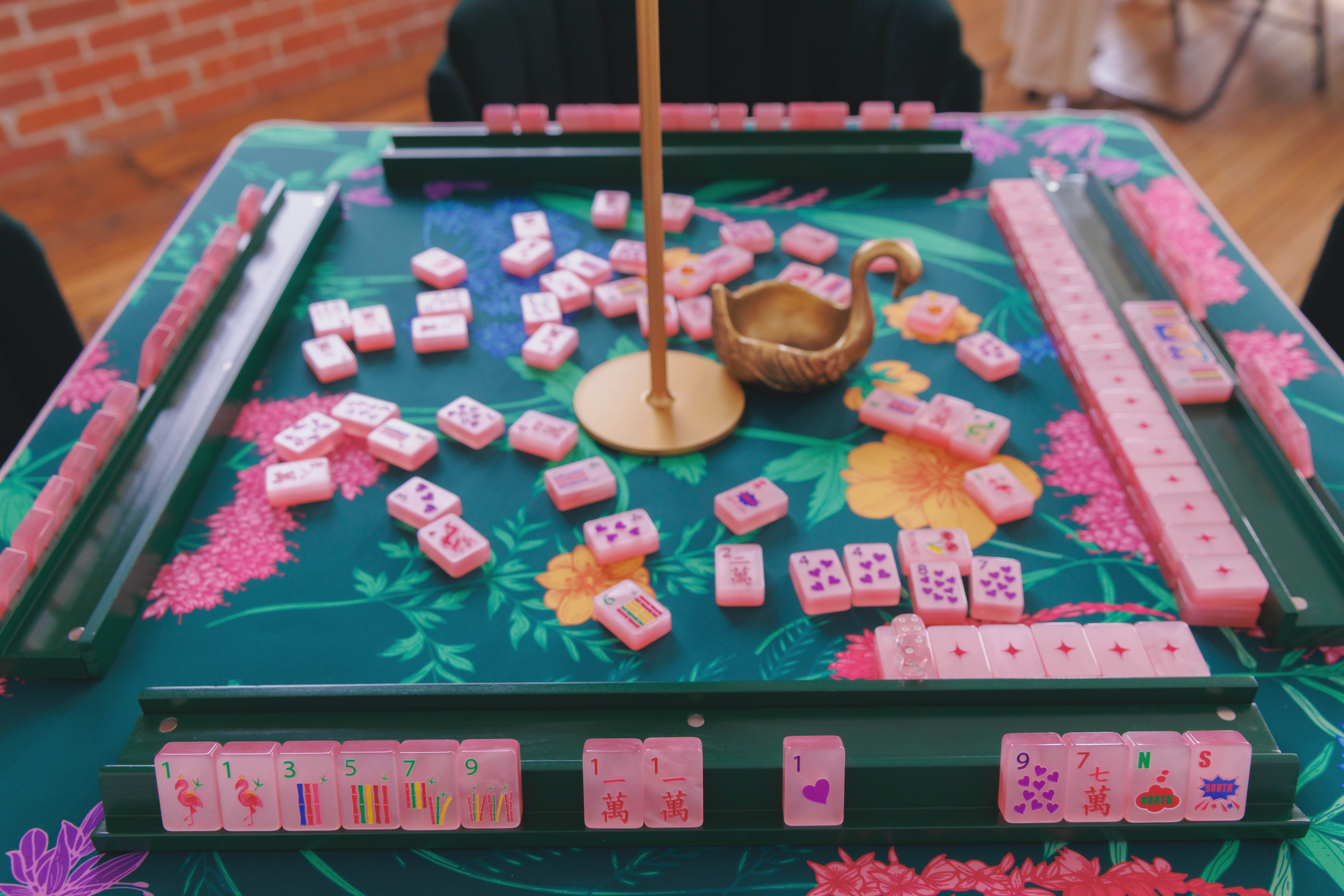 Mahjong tiles on the table at Montana Mahj Tile House