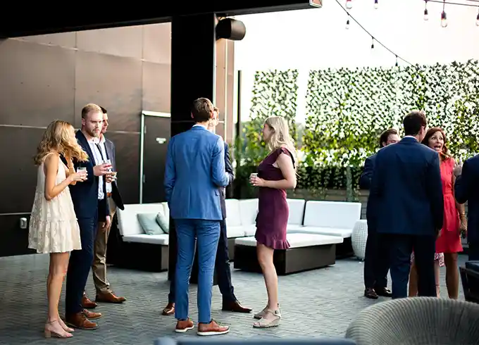 Rooftop corporate event happy hour at port 393, weddings and events in holland michigan