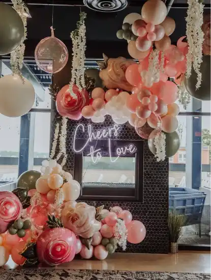 pink event decor baby shower at port 393, weddings and events in holland michigan
