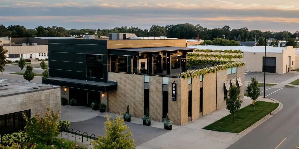 exterior drone shot of port 393 in holland michigan