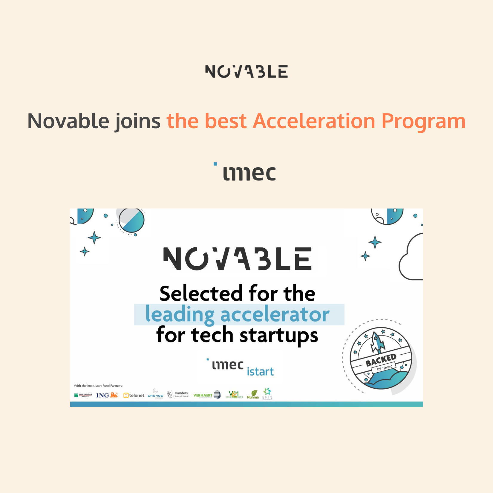 Novable joins the best acceleration program