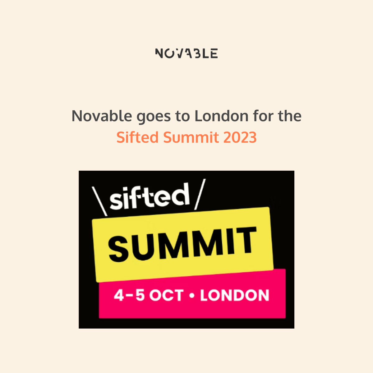 Novable goes to London for the Sifted Summit 2023