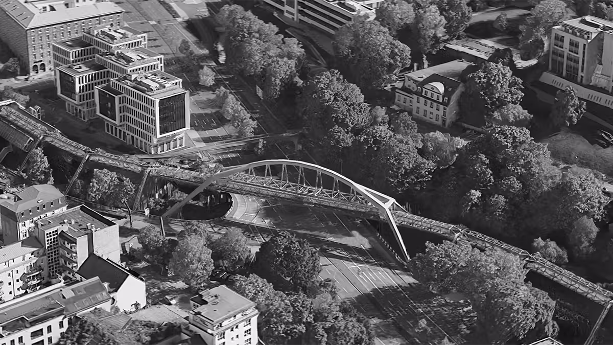 Brücke der Wuppertaler Schwebebahn, geplant von Prokon