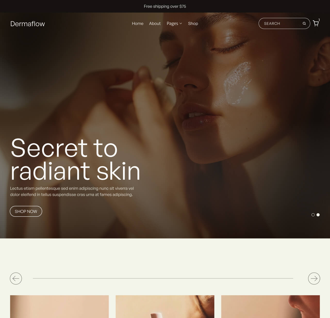 Dermaflow - Home V1 Page - Skincare Webflow Template