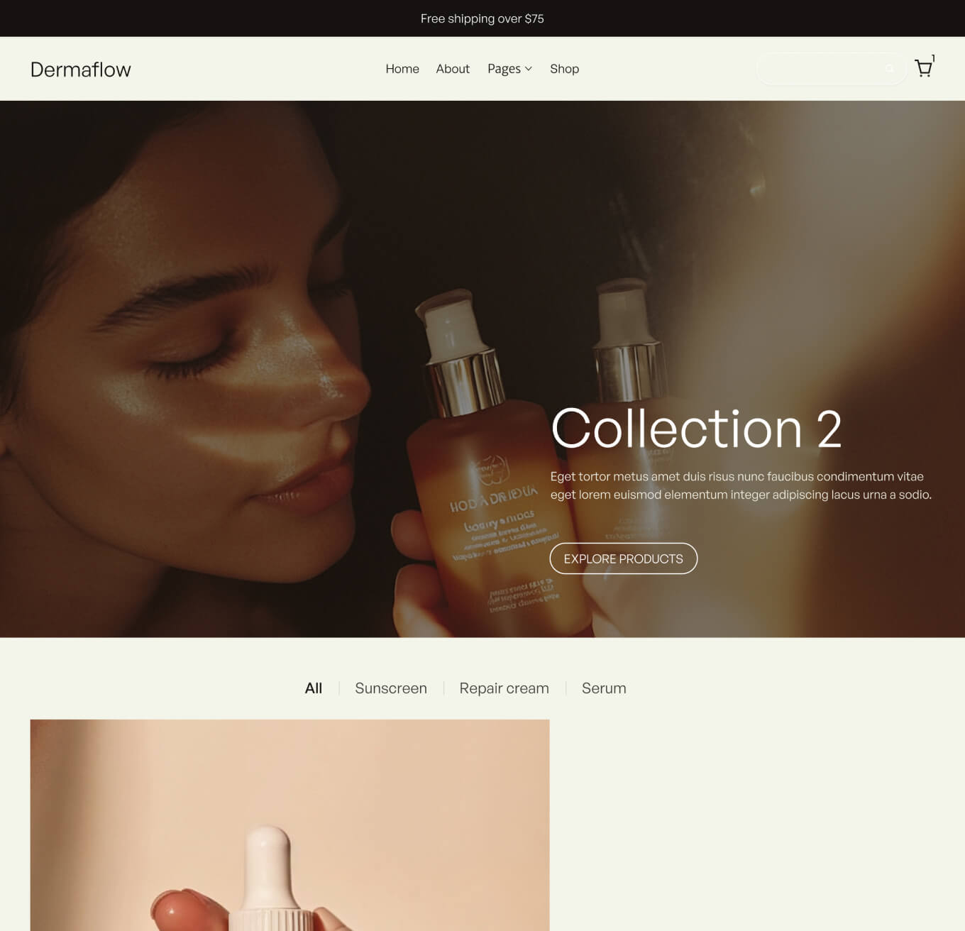 Dermaflow - Collection 2 Page - Skincare Webflow Template