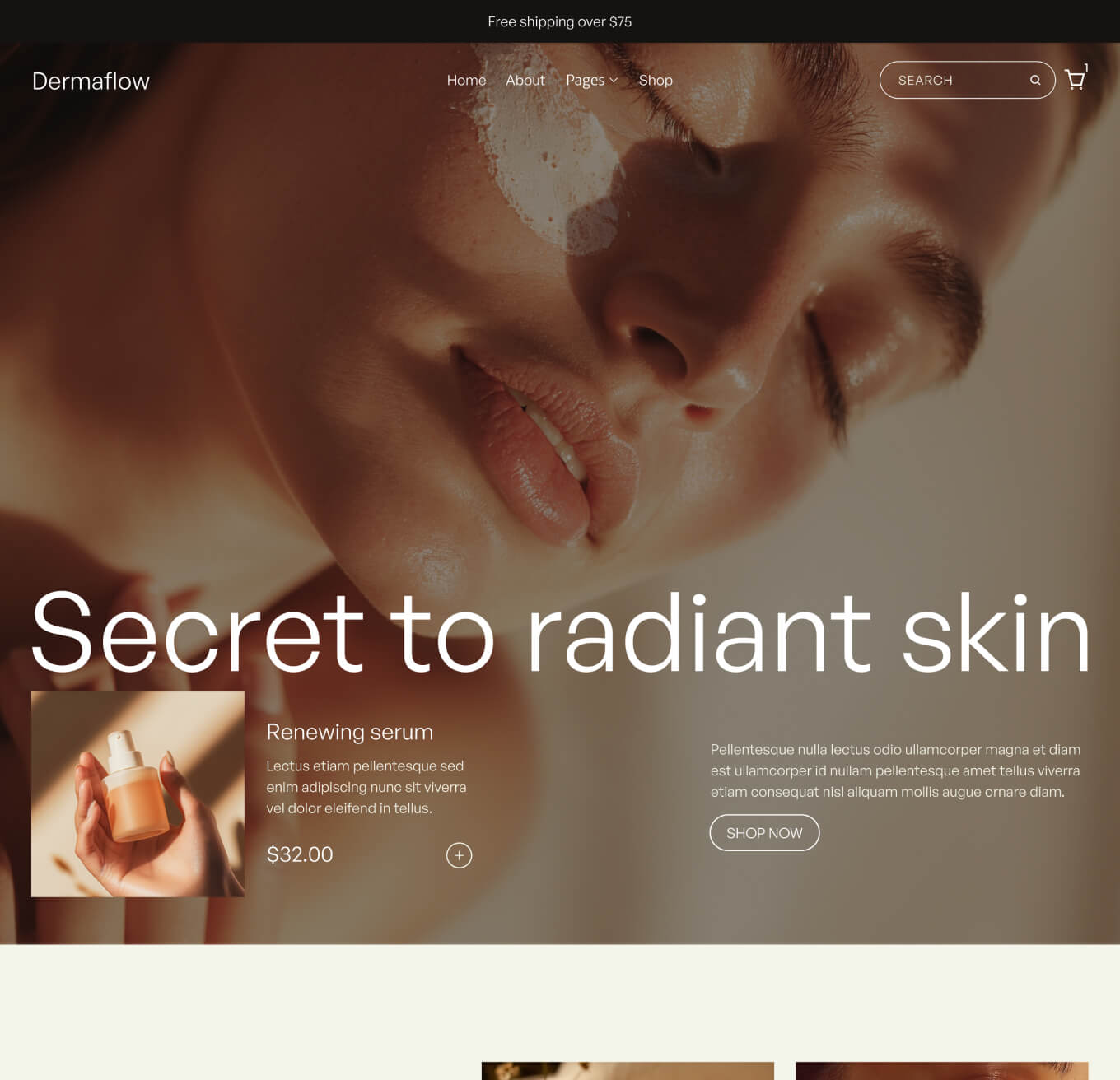 Dermaflow - Home V2 Page - Skincare Webflow Template