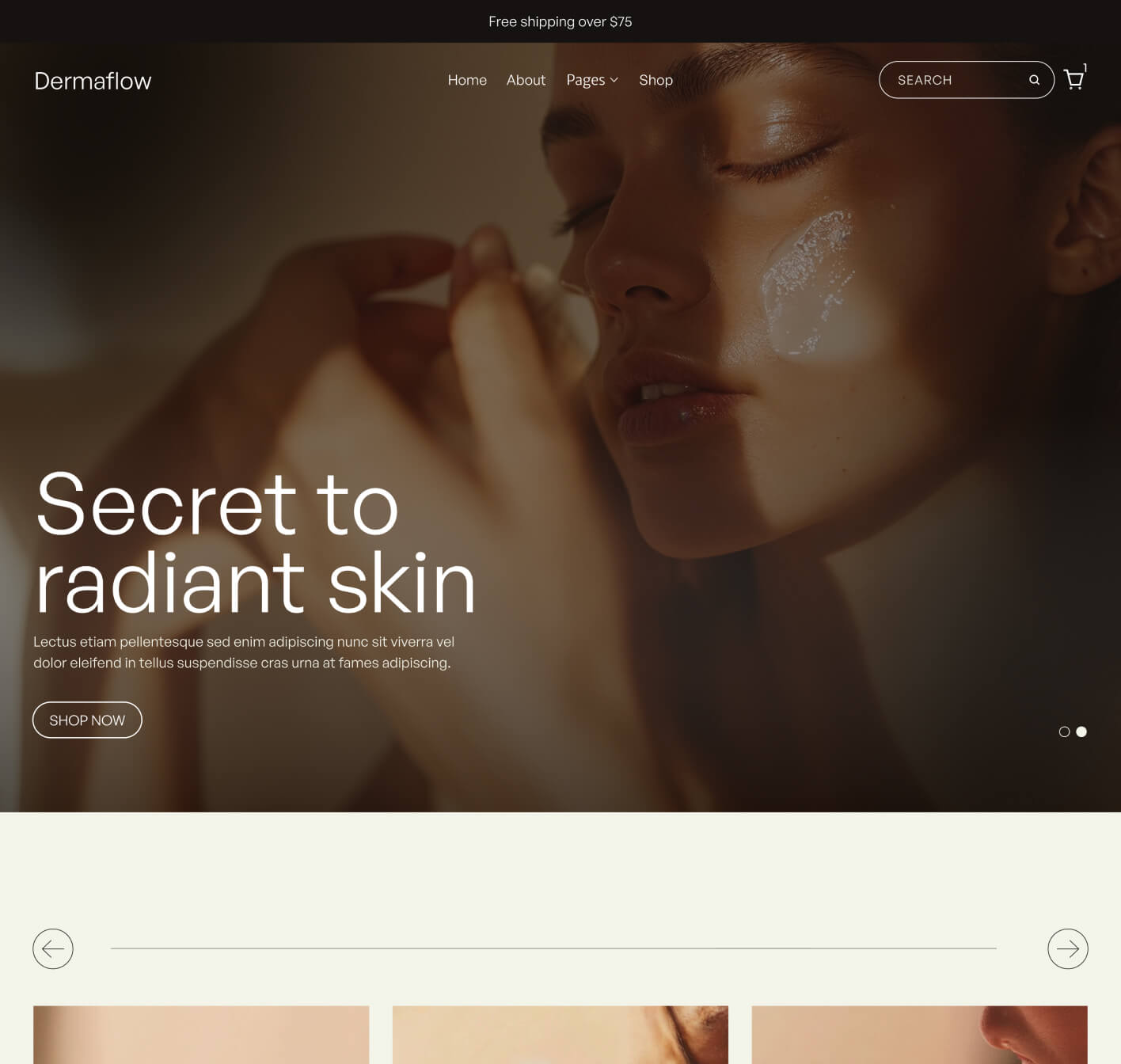 Dermaflow - Home V1 Page - Skincare Webflow Template
