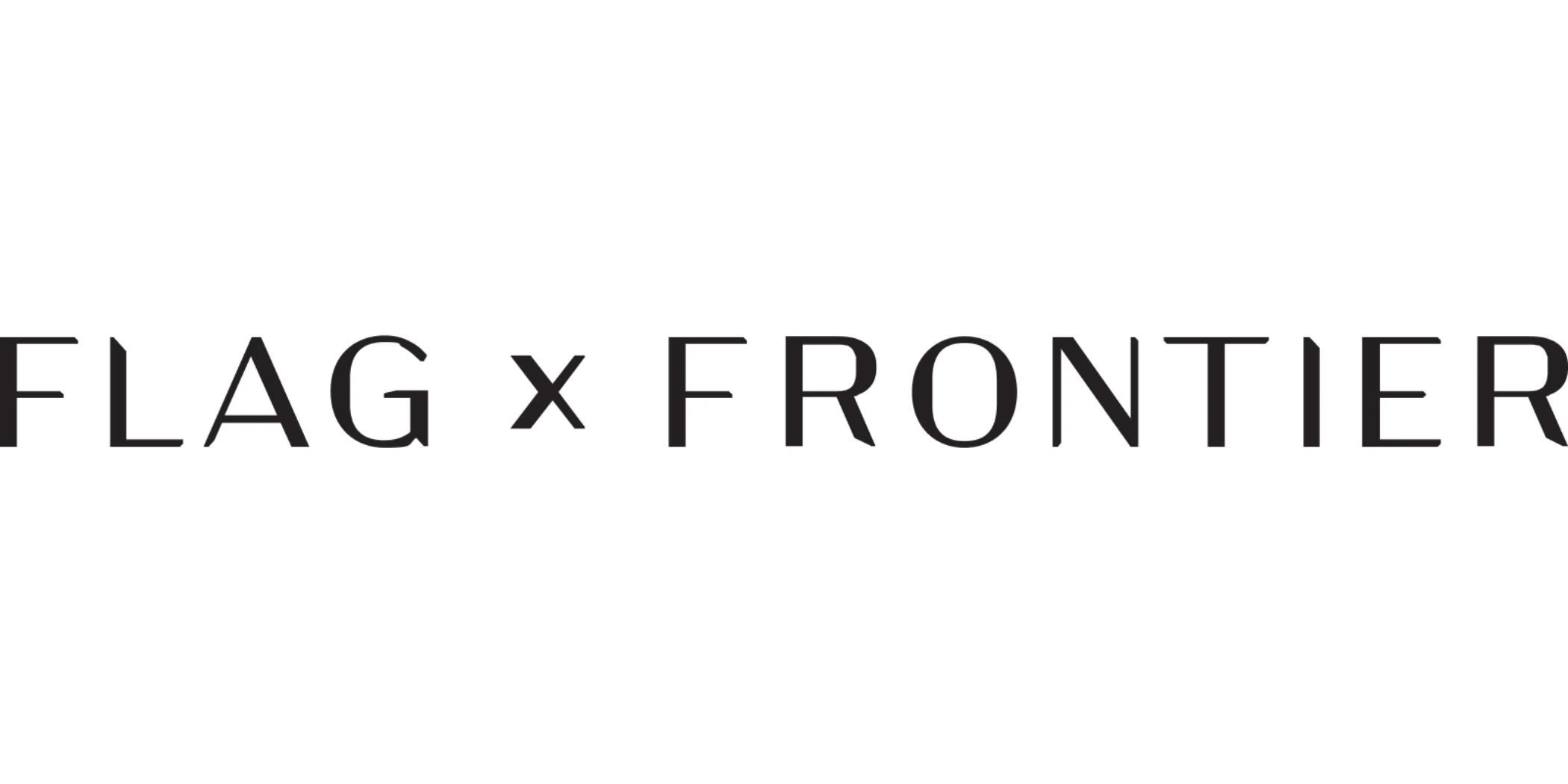 Black text saying FLAG x FRONTIER on a white background.