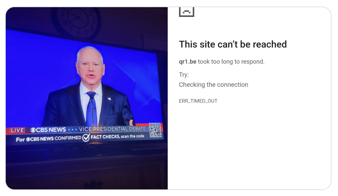 CBS VP debate QR code broken