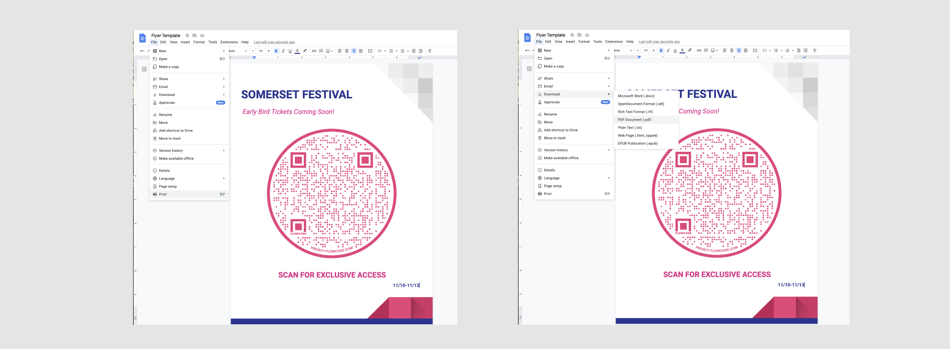 Flowcode on Google Docs