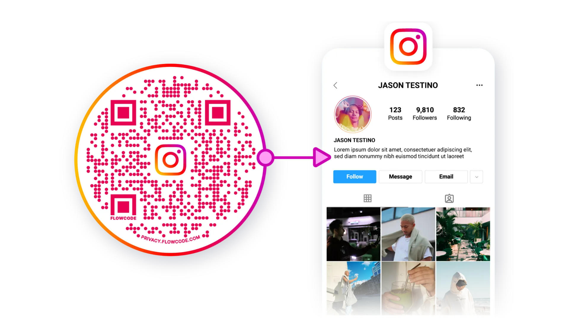 Flowcode linking to Instagram profile