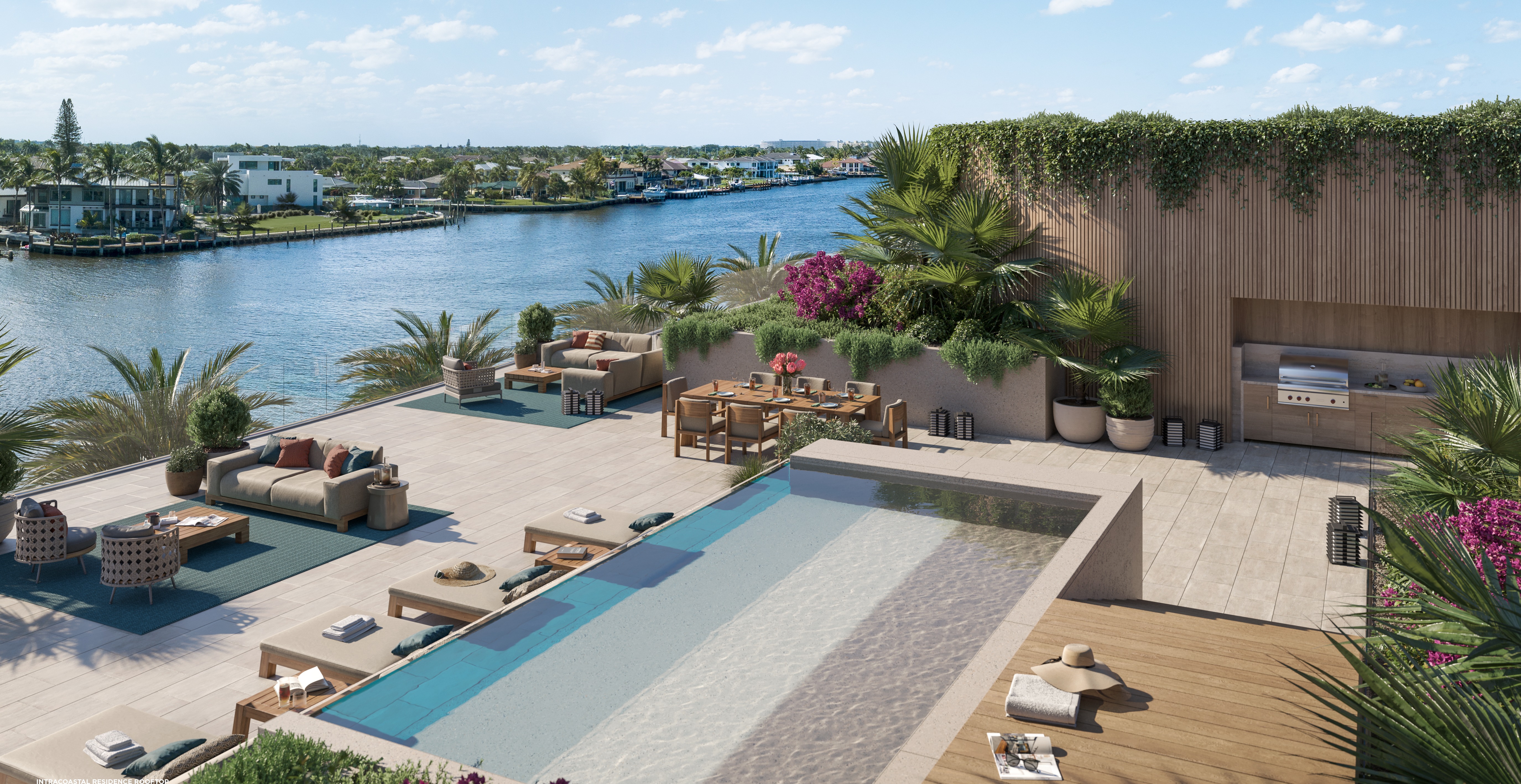Rosewood Residences Hillsboro Beach oceanfront luxury condo exterior Rosewood Residences private balcony ocean views Hillsboro Beach Hillsboro Mile luxury waterfront new construction condos aerial view