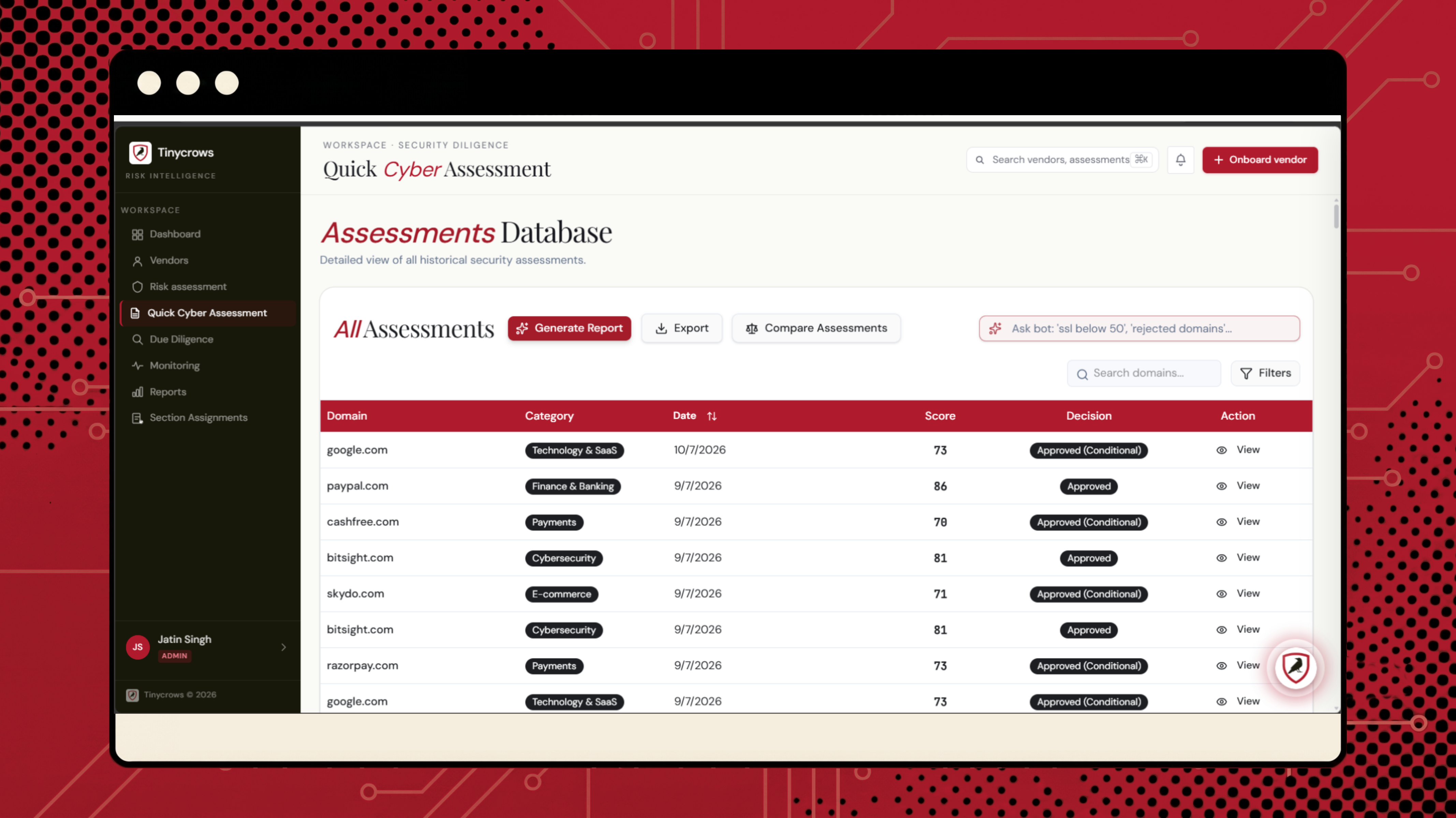 Tinycrows - Third-Party Risk Management (TPRM) - Risk Assessment