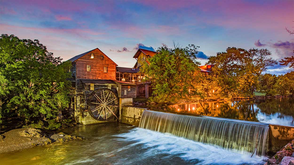 Aerial view of Pigeon Forge, Tennessee