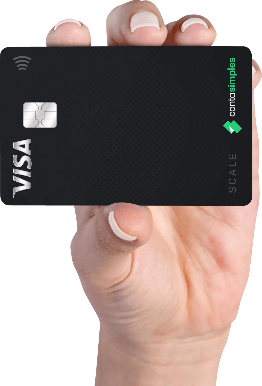 Mão segurando cartão de crédito Scale da Conta Simples