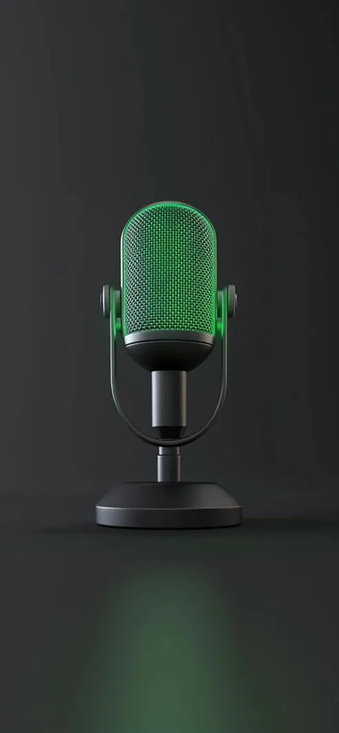 Imagem microfone profissional na cor verde