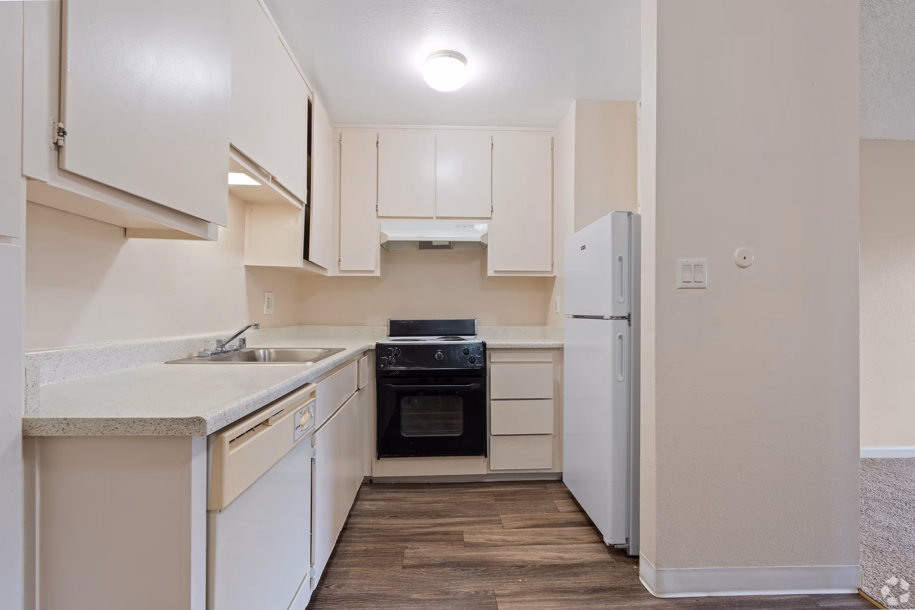 Kitchen with white cabinets