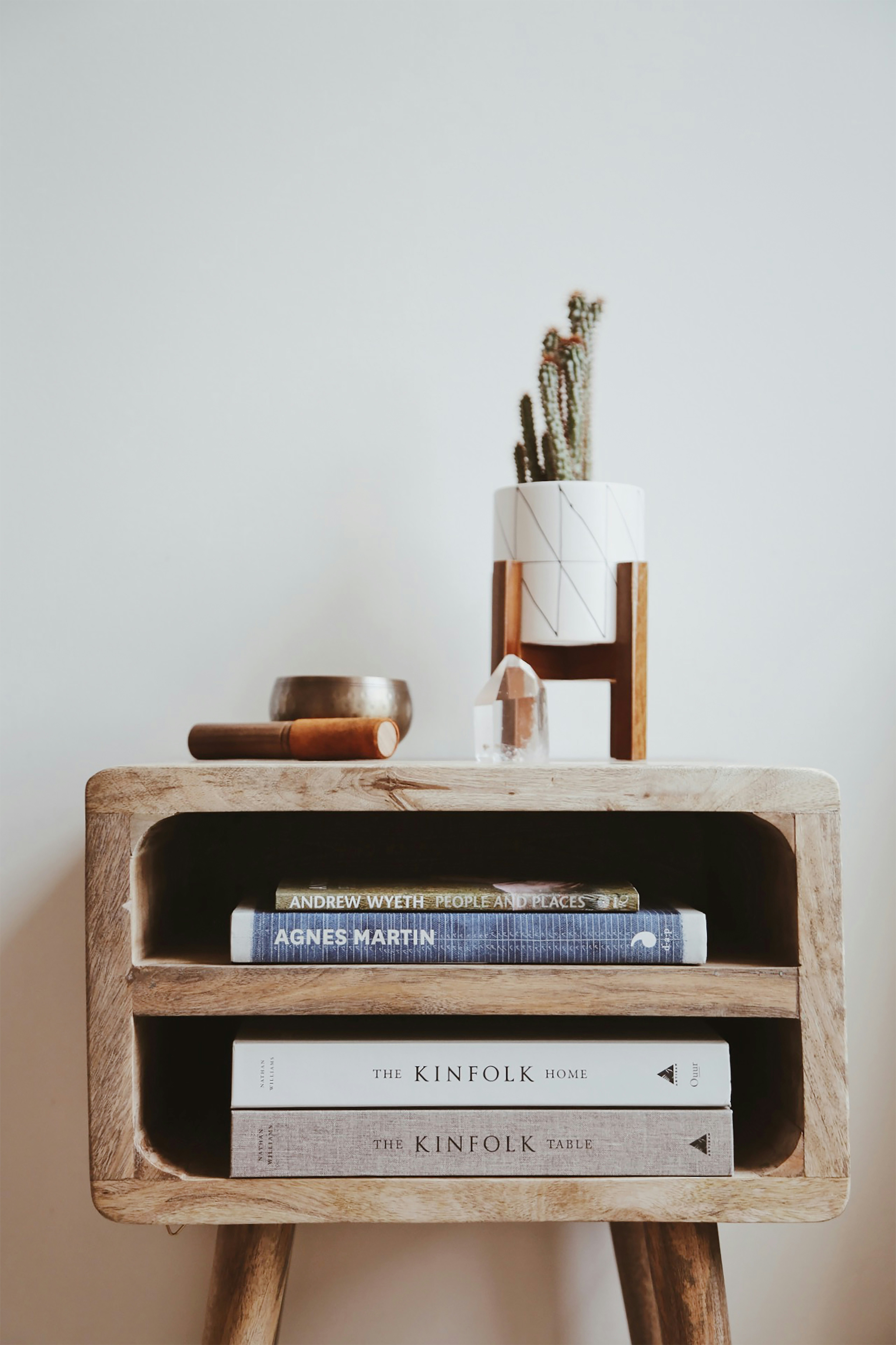 Night stand with decor stock image
