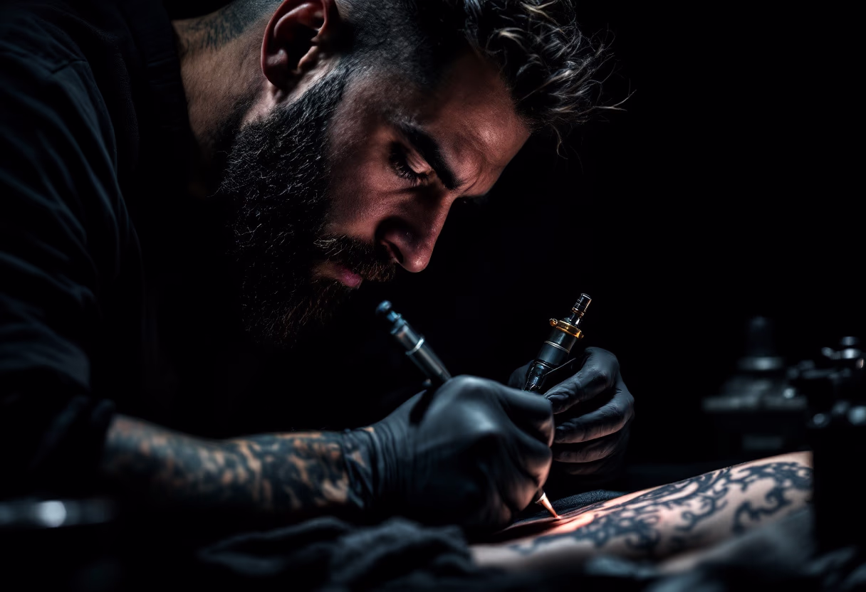 image of tattoo artist at work