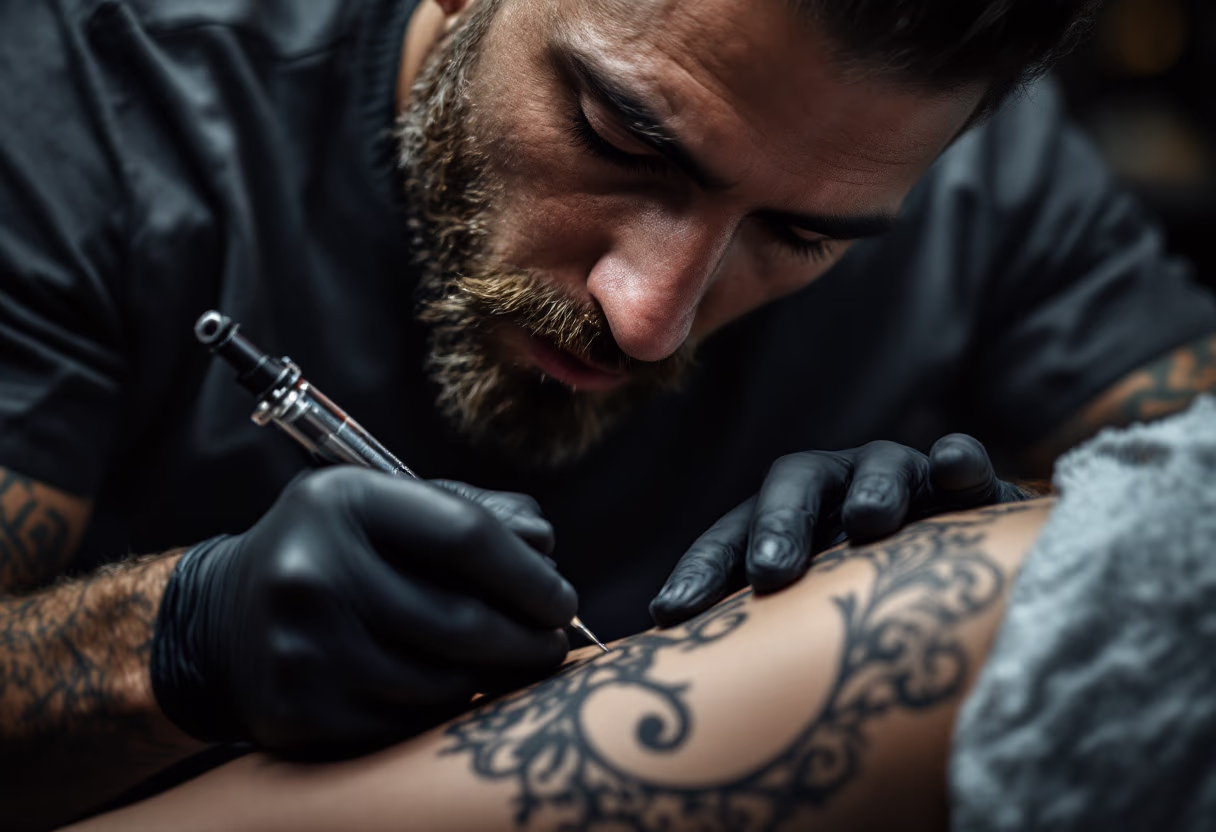 image of tattoo artist at work