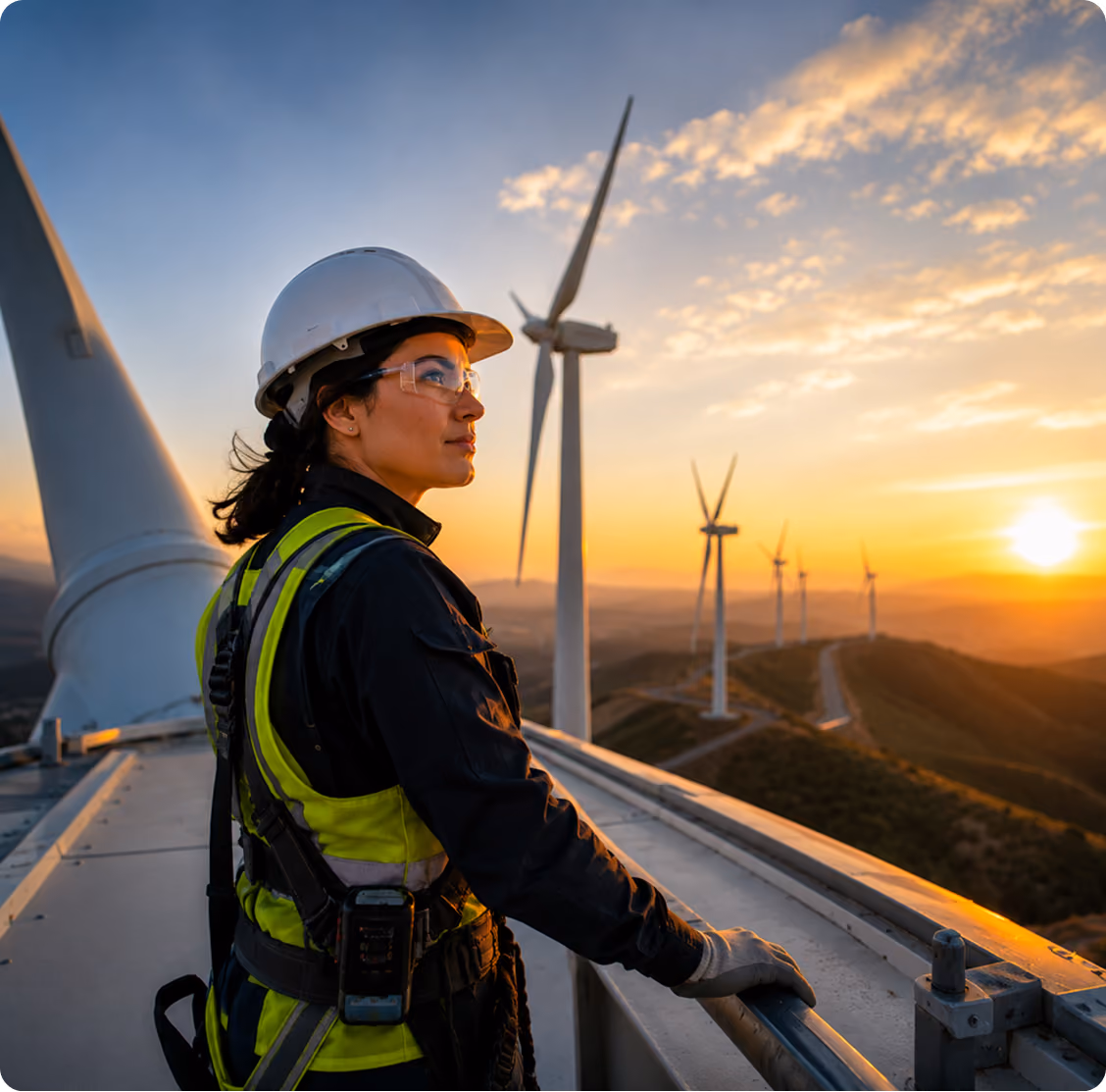 A women working a wind energy career.