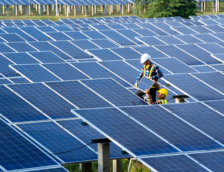 A solar PV installer completes their solar installation certification.