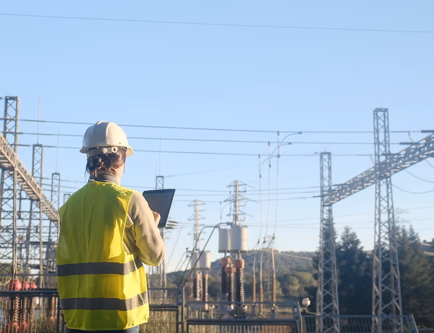 Grid connection specialist analyzing power distribution and grid infrastructure operations.