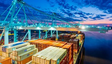 Freight being transported on a boat outside Jacksonville