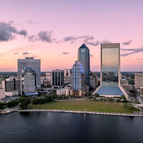 Jacksonville downtown skyline at dusk