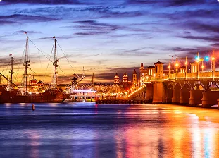Late evening waterfront with large ships on the water in Jacksonville